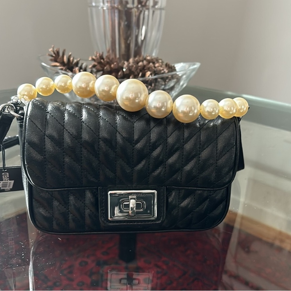 Karl Lagerfeld Black Bag with Pearl Handle Crossbag